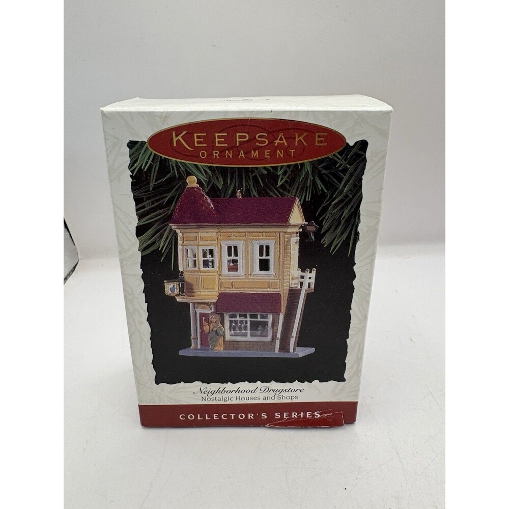 1994 Hallmark Neighborhood Drugstore Nostalgic Houses Shop Keepsake Ornament #11